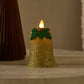 Gilded Gold Glitter Holiday Bell Flameless Candle