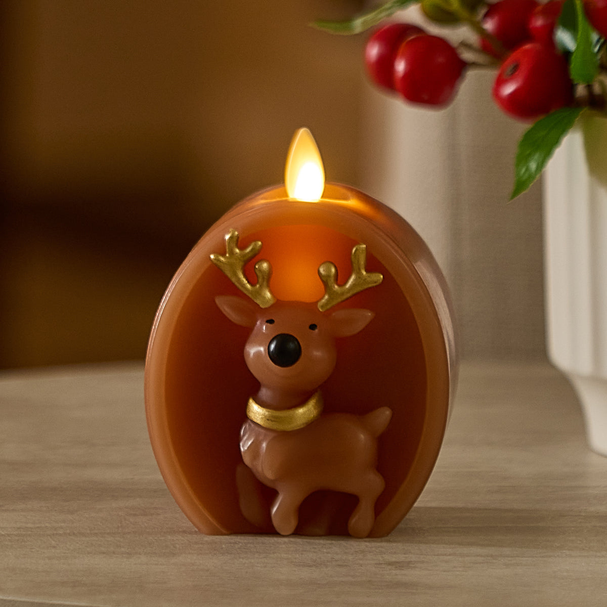 Brown Sugar Reindeer Flameless Candle Ornament