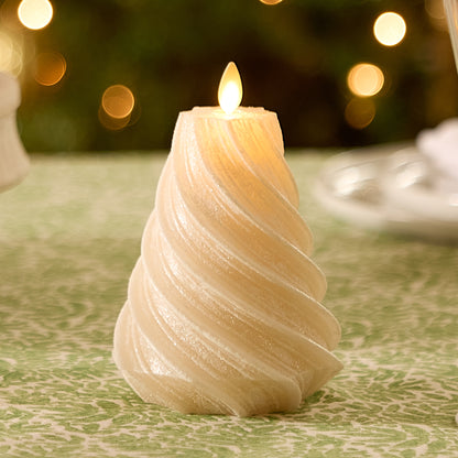 White Swan Glitter Swirl Flameless Candle Tree