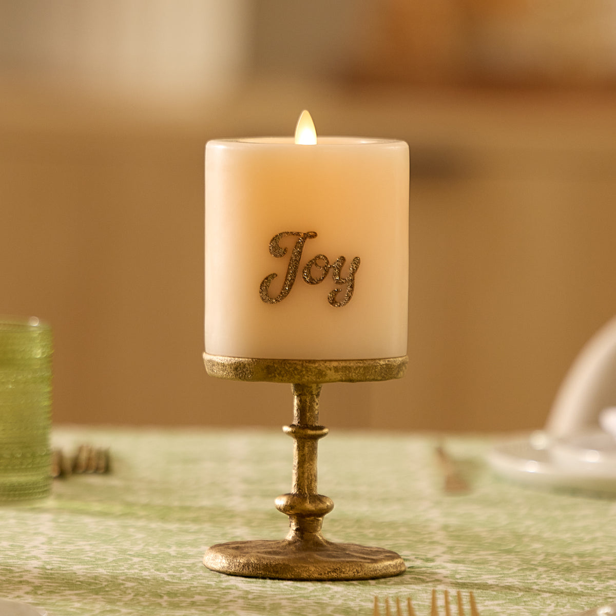 White Swan JOY Flameless Candle Pillar
