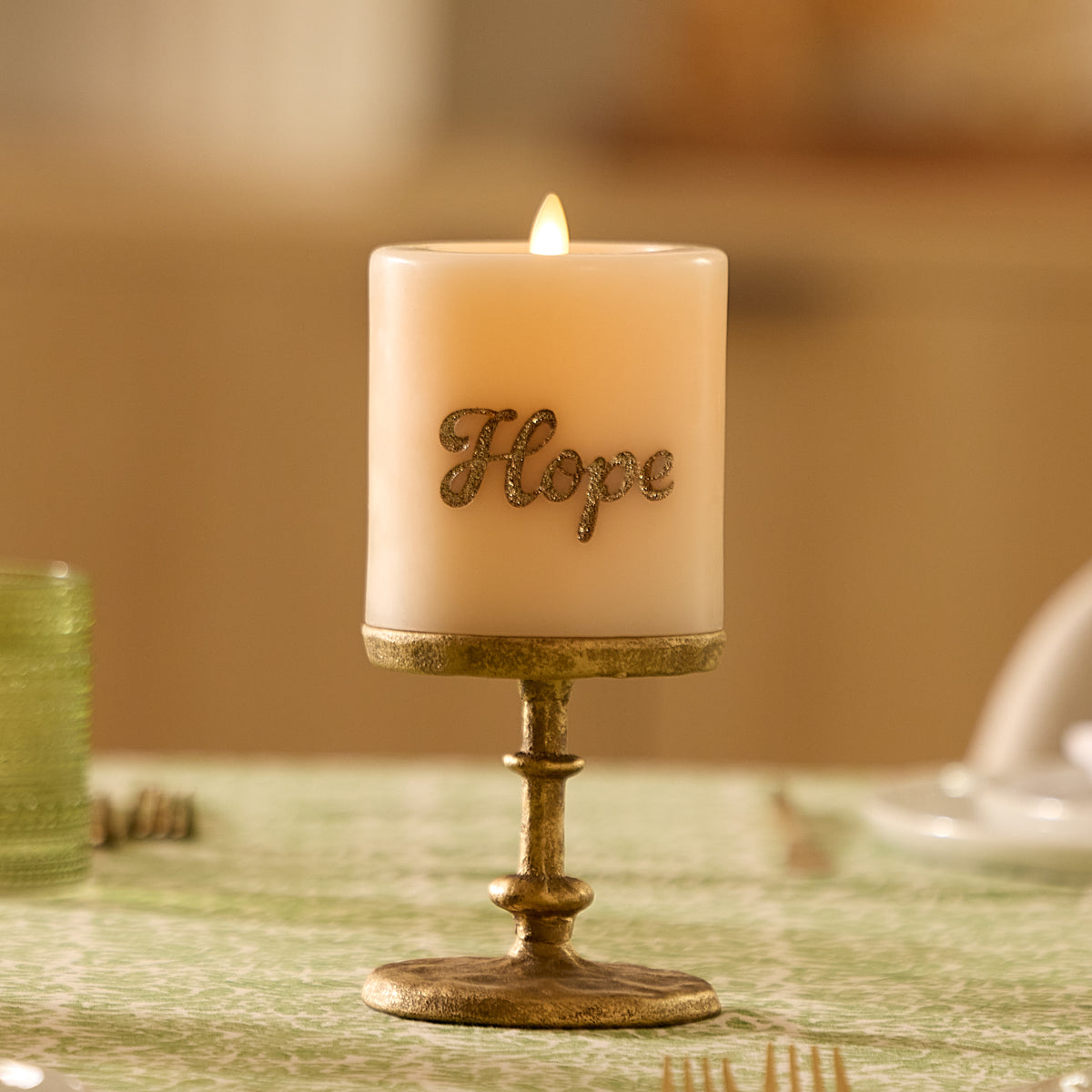 White Swan HOPE Flameless Candle Pillar