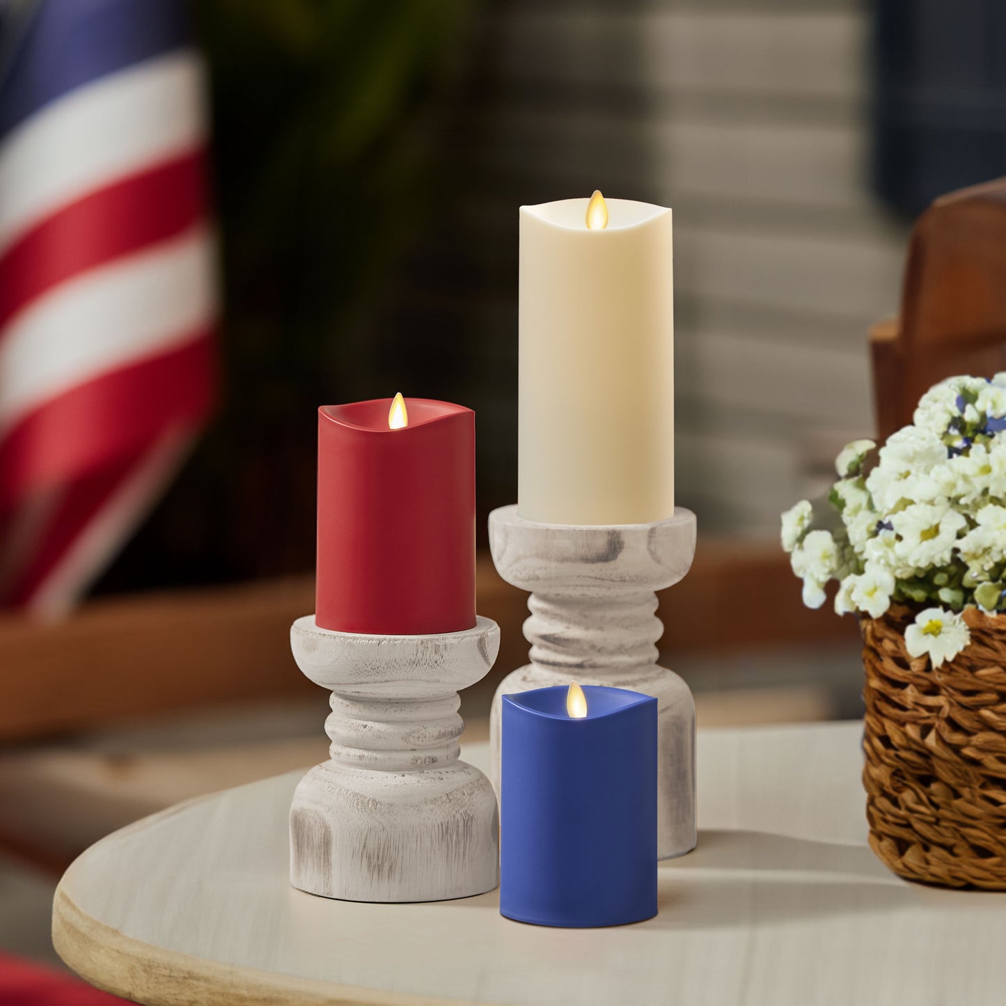 Americana Style Outdoor Flameless Candles - Set of 3