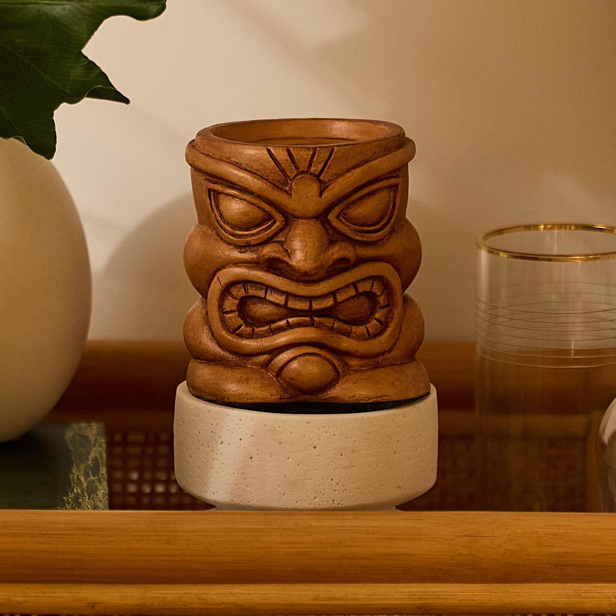 Golden Oak Medium Tiki Candle Holder