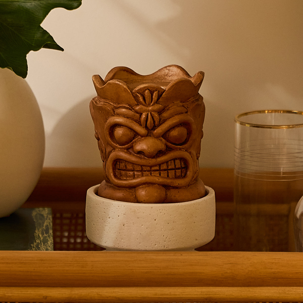 Golden Oak Small Tiki Candle Holder