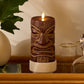 Cherry Mahogany Chalky Fretwork Tiki Flameless Candle Pillar