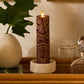 Cherry Mahogany Chalky Etched Slim Tiki Flameless Candle Pillar