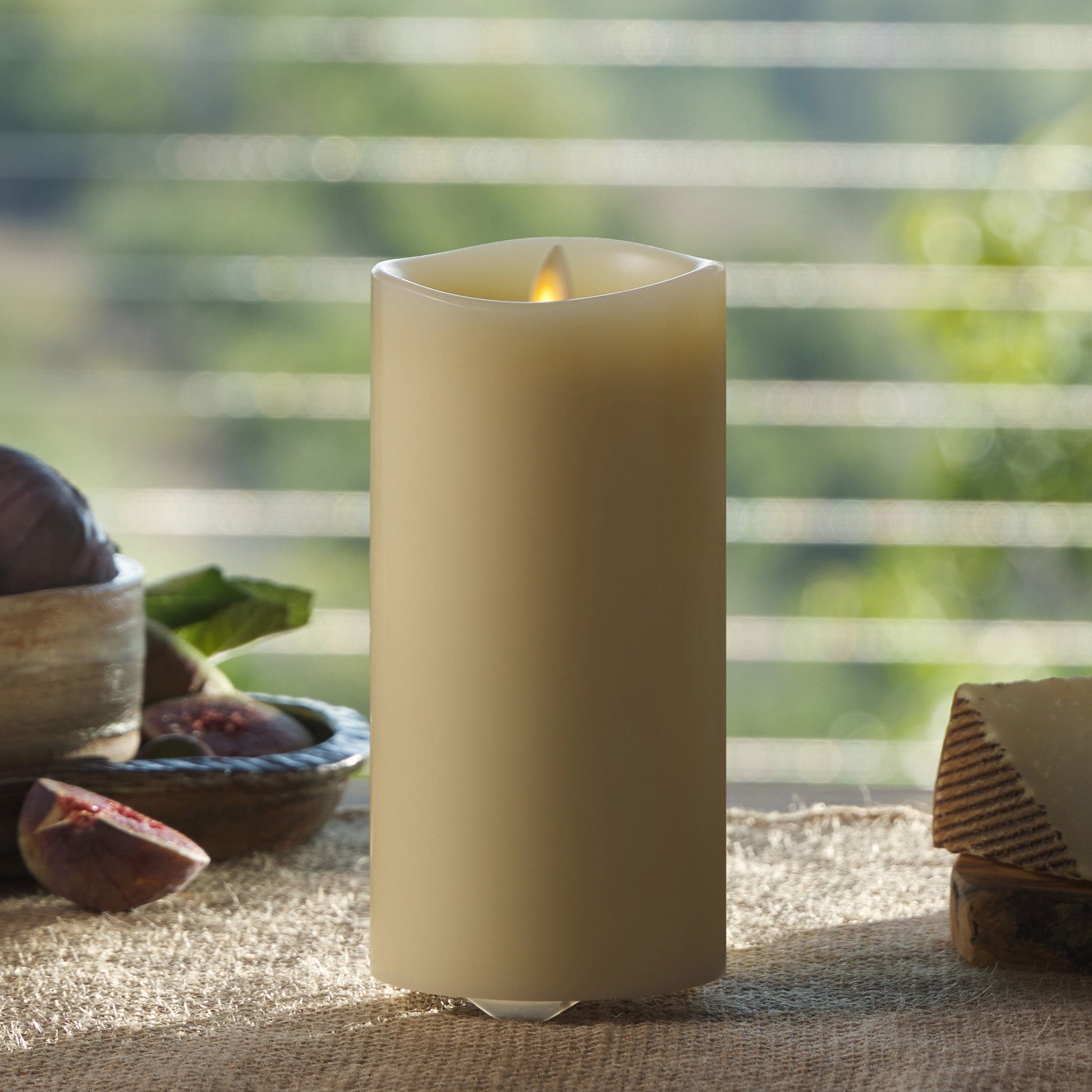 Ivory Flameless Candle Slim Pillar with Flame Technology