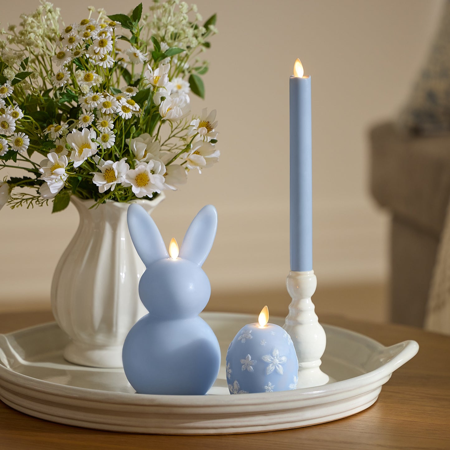 Cashmere Blue Flameless Candle Bunny