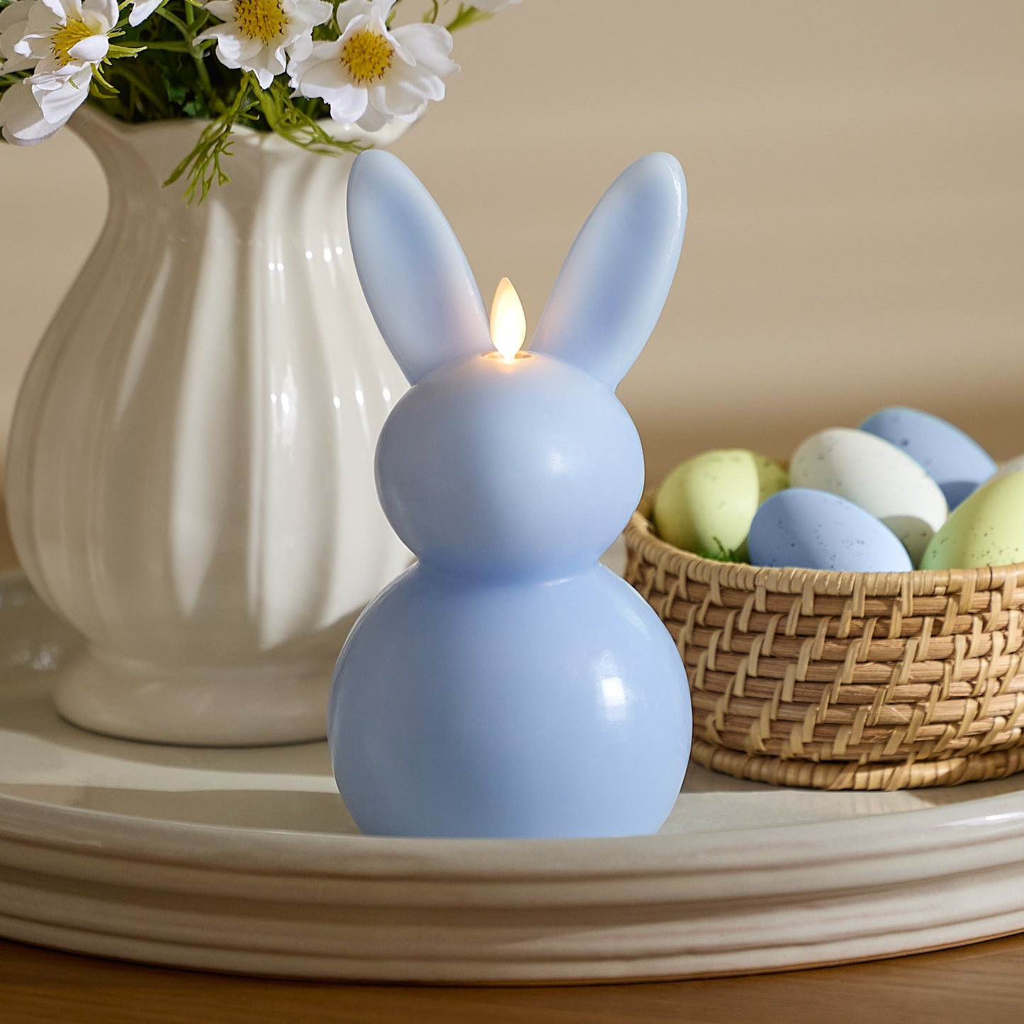 Cashmere Blue Flameless Candle Bunny