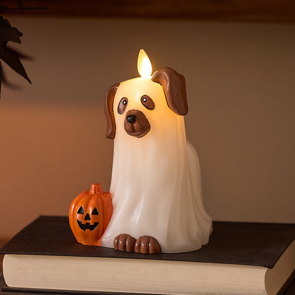 Bright White Flameless Candle Ghost Dog – Luminara
