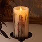 Pearl Ivory Embedded Orange Berries & Twigs Flameless Candle Pillar