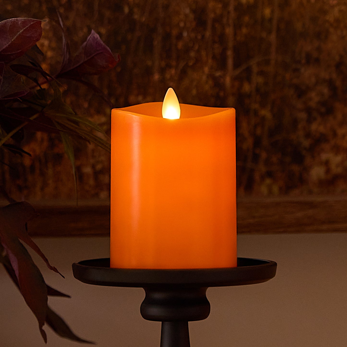Russet Orange Flameless Candle Pillar