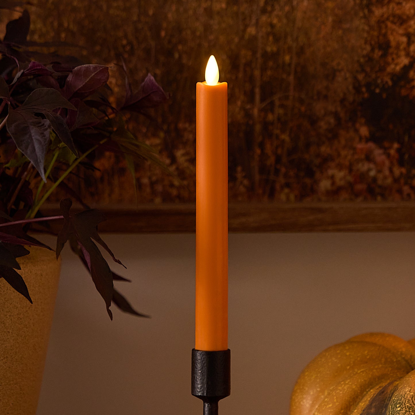 Russet Orange Flameless Candle Taper
