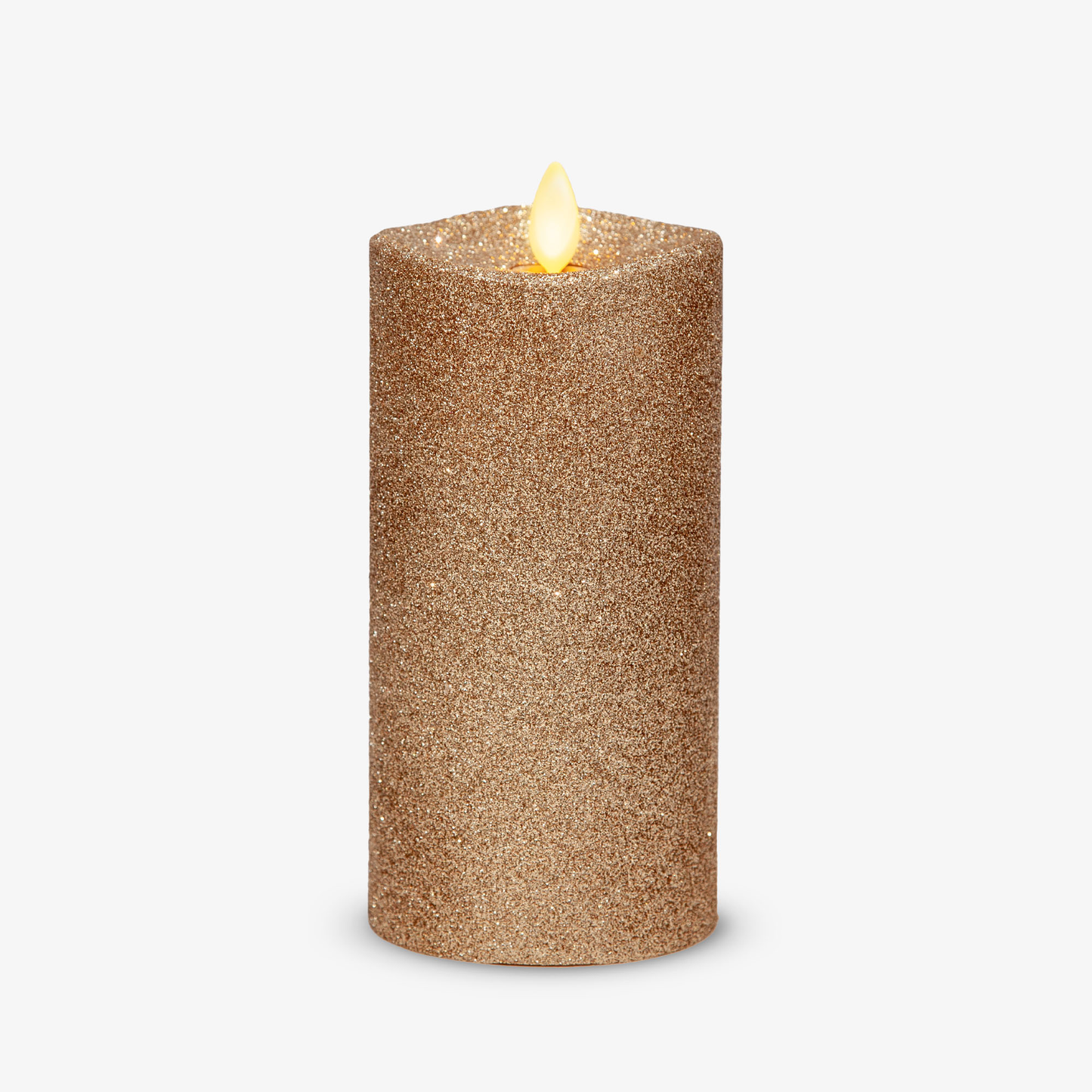 Flameless Gold Glitter Candle Pillar - Melted Top