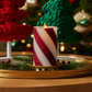 Red Candy Cane Wide Glitter Stripe White Flameless Candle Pillar
