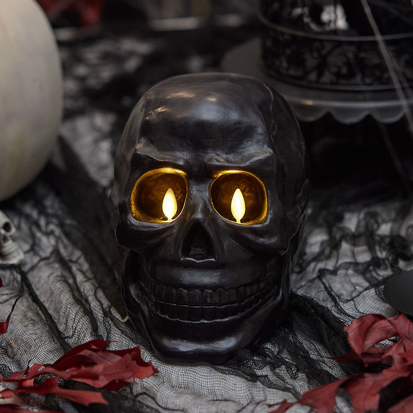 Large Black Flameless Candle Skull