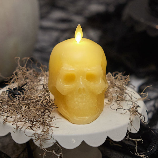 Luminara Black Wax Skull Candle
