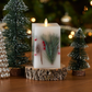 Embedded Pine, Berries & Pinecones Flameless Candle Square Pillar - Flat Top