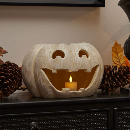 Perfectly Pale Jack-o'-lantern Pumpkin Tealight Holder