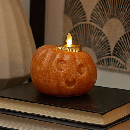 Chalky Orange Flameless Candle Cute Jack-o'-lantern Pumpkin
