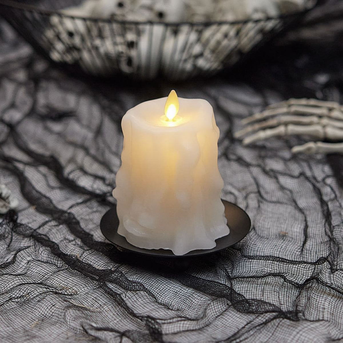 Luminara White Heavy Wax Drip Flameless LED Pillar Candle, Real Wax, Timer Function, 2.5 x 6.5 Inch
