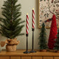 Red Candy Cane Glitter Stripe White Flameless Candle Tapers - Set of 2