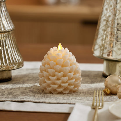 White Swan Flameless Candle Pinecone