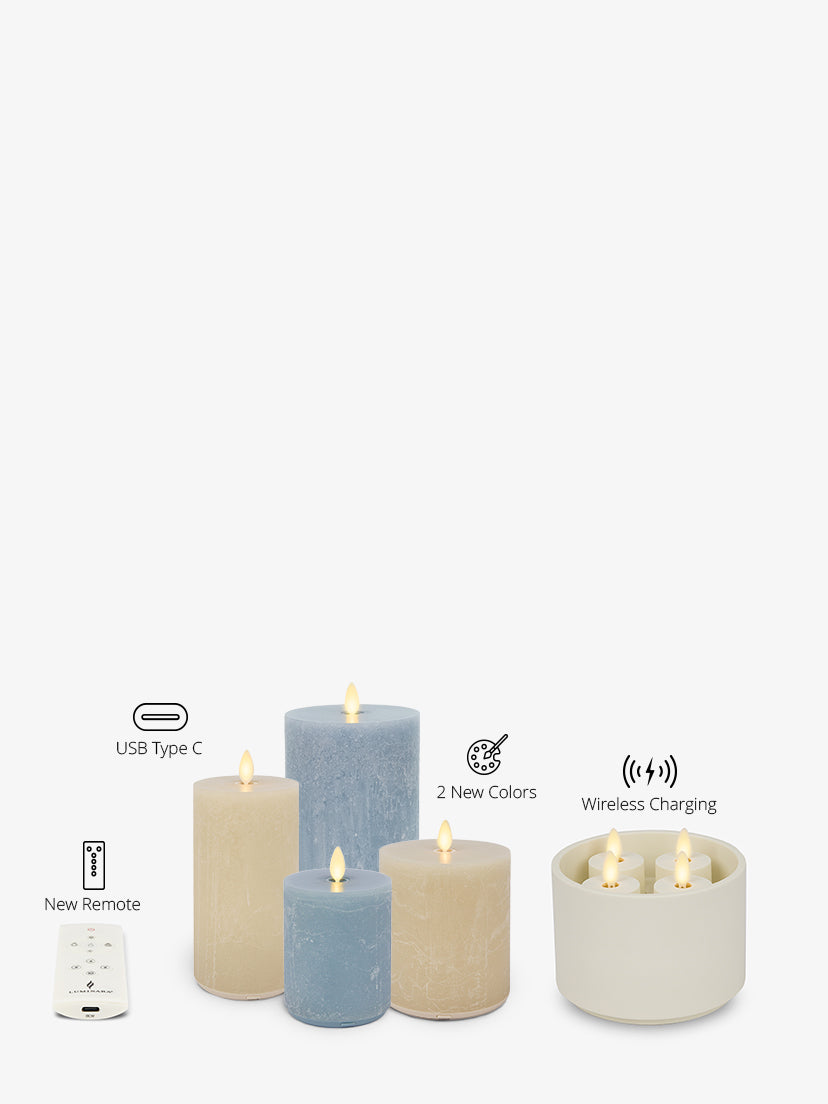 Luminara Rechargeable Flameless Tealight Candles Gift Set – Ivory, Unscented, With Timer & Remote