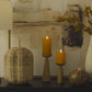Glitter Marmalade Ribbed Flameless Candle Pillar