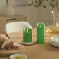 Vibrant Green Flameless Candle Pillar - Scallop Top - 3" Width