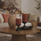 Caramel Café Embossed Leaves Flameless Candle Pillars