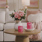 Sweet Pink Ribbed Flameless Candle Pillar