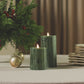 Holiday Green Selenite Flameless Candle Pillar