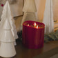 Burgundy Flameless Candle Tri-Flame Grand Pillar - Melted Top