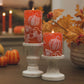 Embossed Leaves & Pumpkins Flameless Candle Pillar - Recessed Top