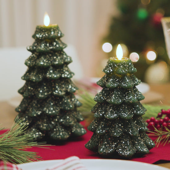 a festive video of Luminara's Christmas tree candles