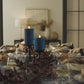 Glitter Blue Opal Ribbed Flameless Candle Pillar