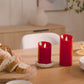 True Red Flameless Candle Pillar - Scallop Top - 3" Width