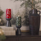 Holiday Red Embossed Holly Flameless Candle Pillar