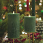 Green Seaglass Flameless Candle Pillar - Recessed Top