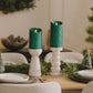 Holiday Green Glitter Flameless Candle Pillar