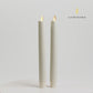 White Flameless Candle Tapers - Melted Top - 9.75" Height - Set of 2