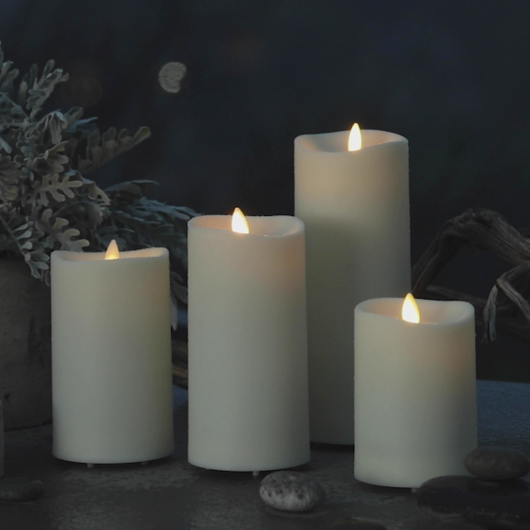 Pearl Ivory Outdoor Flameless Candle Pillar – Luminara