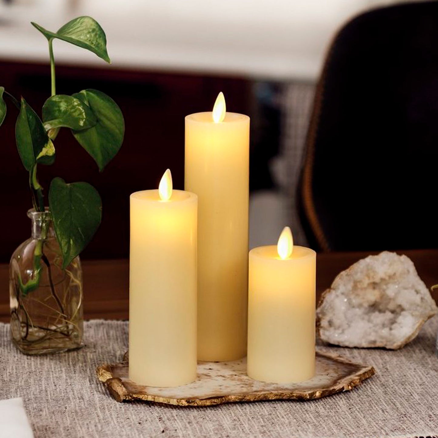 an image of Luminara's ivory flameless candle pillar