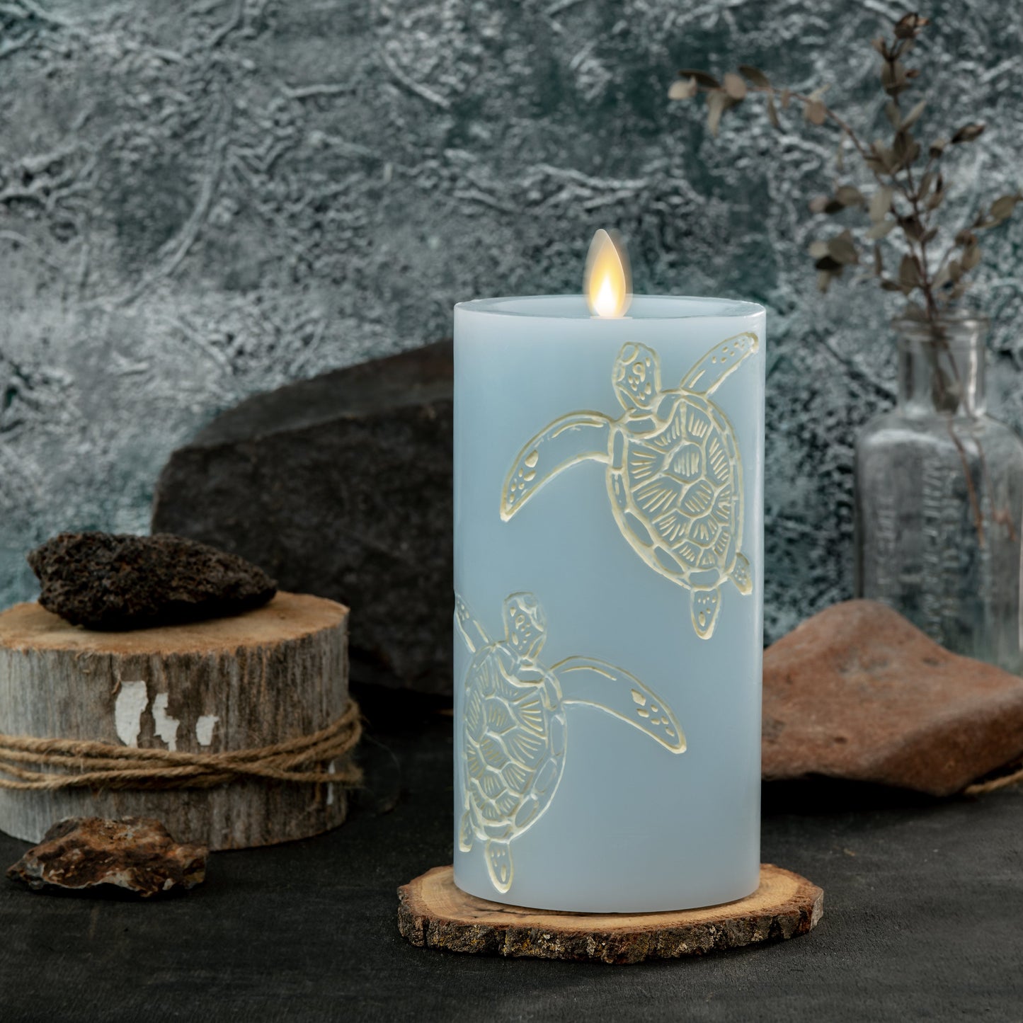 Luminara's Coastal Blue Flameless Turtle Flameless Candle