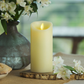 Ivory Flameless Candle Pillar - Scallop Top Vanilla Scented - 3” Width