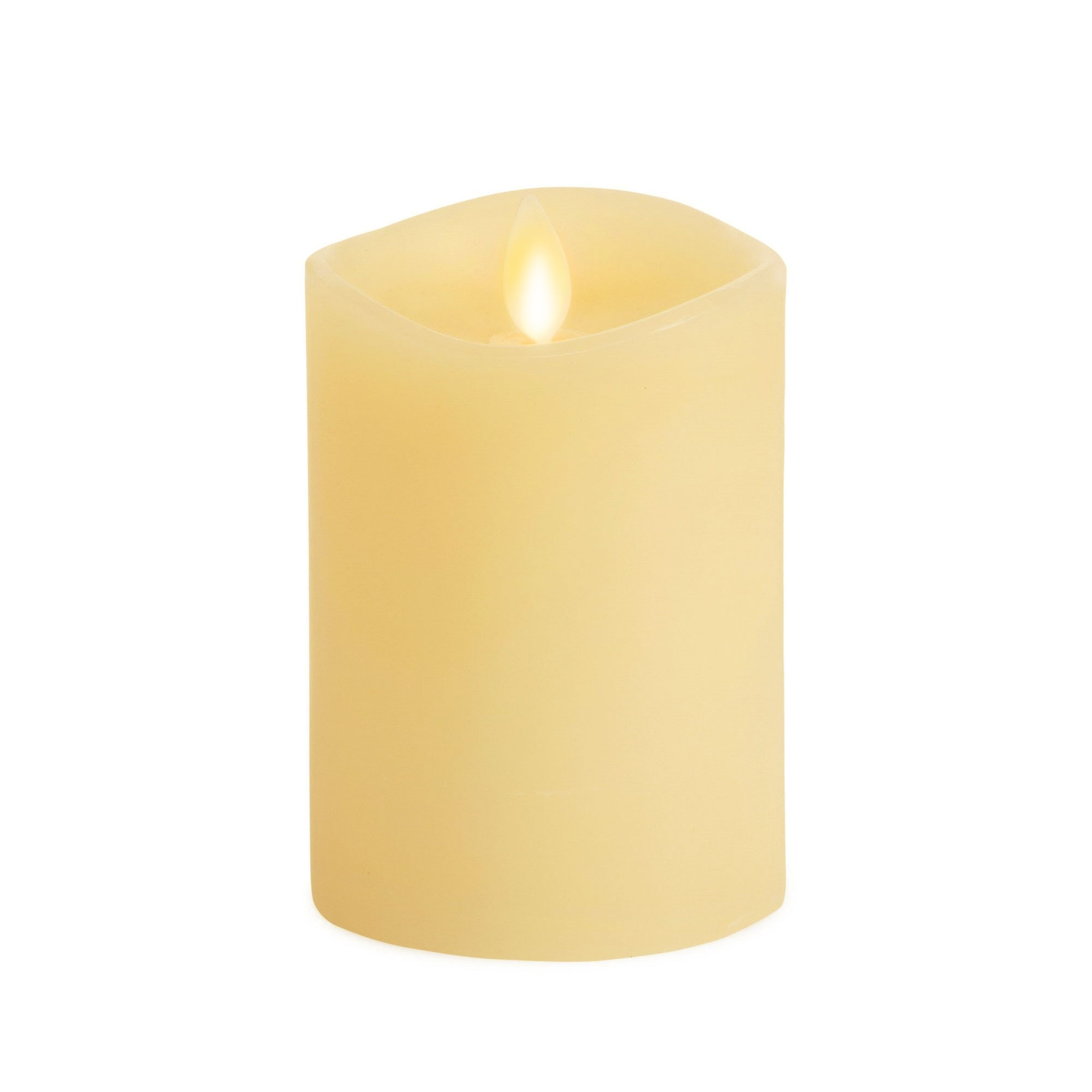 Ivory Flameless Candle Pillar - Melted Top - 3" Width