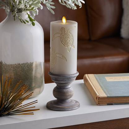 Luminara's Sandy Grey Flameless Sea Turtle Candle Pillar