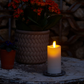 Pearl Ivory Outdoor Flameless Candle Slim Pillar - Melted Top - 2" Width