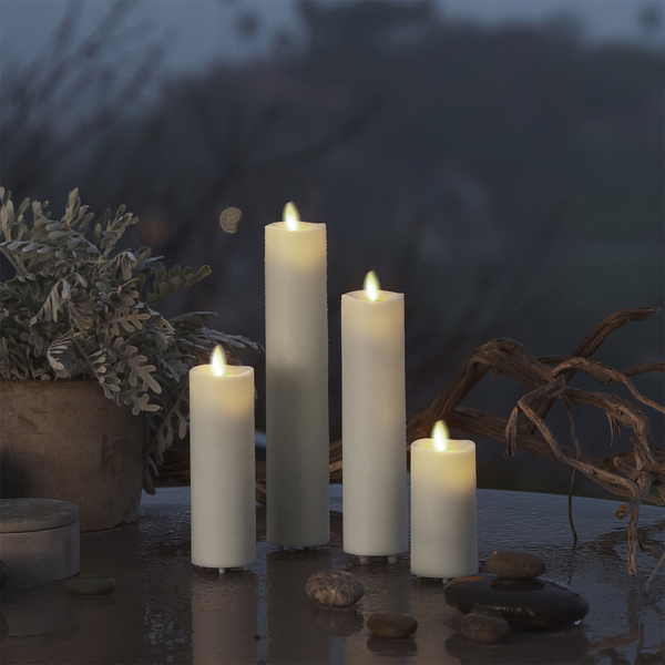 Ivory Flameless Candle Slim Pillar with Flame Technology – Luminara